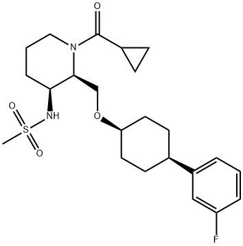 Methanesulfonamide, N-[(2R,3S)-1-(cyclopropylcarbonyl)-2-[[[cis-4-(3-fluorophenyl)cyclohexyl]oxy]methyl]-3-piperidinyl]-,2114324-60-4,结构式