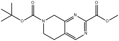 Pyrido[3,4-d]pyrimidine-2,7(6H)-dicarboxylic acid, 5,8-dihydro-, 7-(1,1-dimethylethyl) 2-methyl ester Struktur