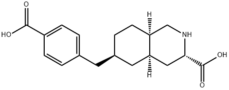 3-Isoquinolinecarboxylic acid, 6-[(4-carboxyphenyl)methyl]decahydro-, (3S,4aR,6S,8aR)- Struktur