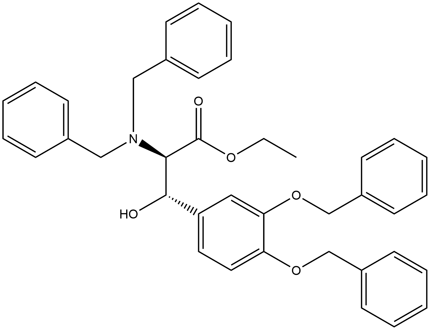 D-Tyrosine, β-hydroxy-3-(phenylmethoxy)-N,N,O-tris(phenylmethyl)-, ethyl ester, (βS)-rel- 结构式
