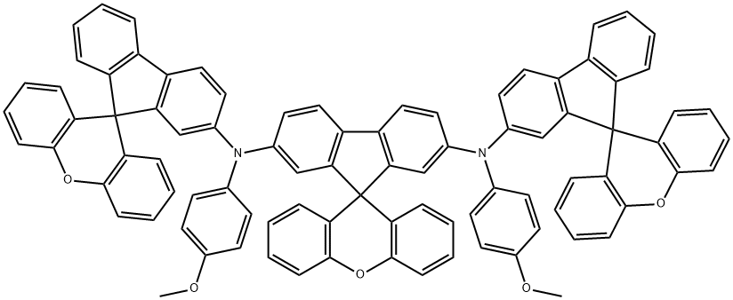 Spiro[9H-fluorene-9,9'-[9H]xanthene]-2,7-diamine, N2,N7-bis(4-methoxyphenyl)-N2,N7-bis(spiro[9H-fluorene-9,9'-[9H]xanthen]-2-yl)- Structure