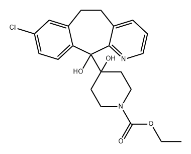 1-Piperidinecarboxylic acid, 4-(8-chloro-6,11-dihydro-11-hydroxy-5H-benzo[5,6]cyclohepta[1,2-b]pyridin-11-yl)-4-hydroxy-, ethyl ester Structure