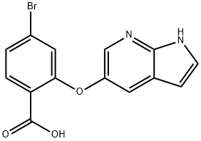 Benzoic acid, 4-bromo-2-(1H-pyrrolo[2,3-b]pyridin-5-yloxy)- 结构式