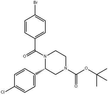 (S)-4-(4-溴苯甲酰基)-3-(4-氯苯基)哌嗪-1-羧酸叔丁酯 结构式