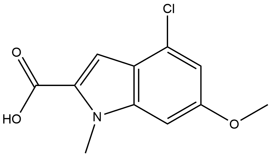 4-Chloro-6-methoxy-1-methylindole-2-carboxylic Acid Structure