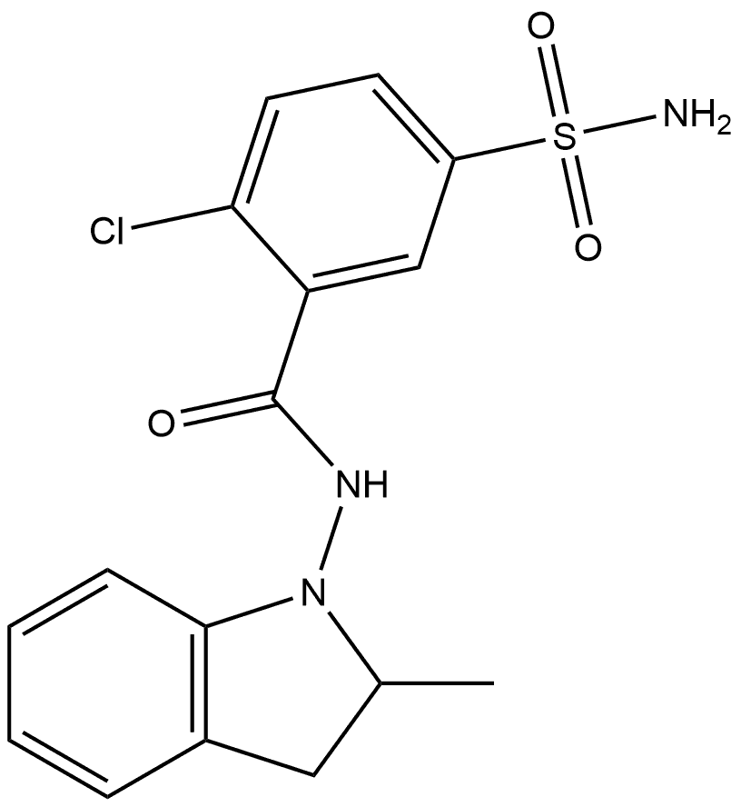 5-(Aminosulfonyl)-2-chloro-N-(2,3-dihydro-2-methyl-1H-indol-1-yl)benzamide Struktur