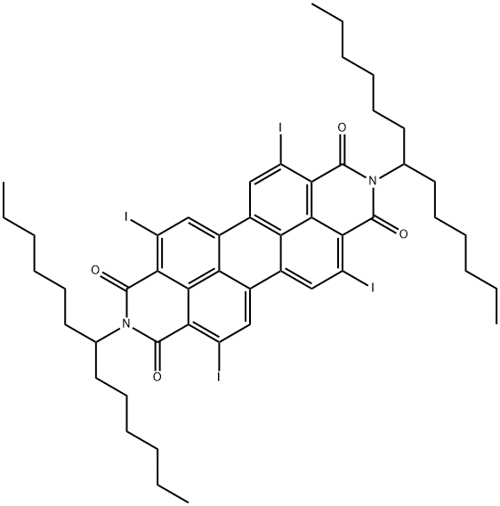 Anthra[2,1,9-def:6,5,10-d'e'f']diisoquinoline-1,3,8,10(2H,9H)-tetrone, 2,9-bis(1-hexylheptyl)-4,7,11,14-tetraiodo- Struktur