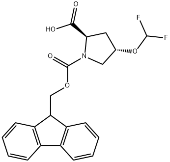 1,2-Pyrrolidinedicarboxylic acid, 4-(difluoromethoxy)-, 1-(9H-fluoren-9-ylmethyl) ester, (2R,4S)- Struktur