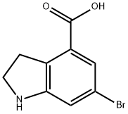 6-bromo-2,3-dihydro-1H-indole-4-carboxylic acid 结构式