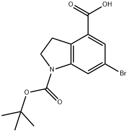 6-bromo-1-[(tert-butoxy)carbonyl]-2,3-dihydro-1H-
indole-4-carboxylic acid 结构式