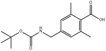 Benzoic acid, 4-[[[(1,1-dimethylethoxy)carbonyl]amino]methyl]-2,6-dimethyl- Struktur
