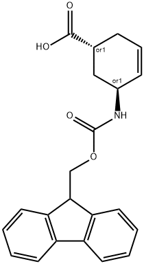 trans-5-(9H-Fluoren-9-ylmethoxycarbonylamino)-cyclohex-3-enecarboxylic acid 结构式