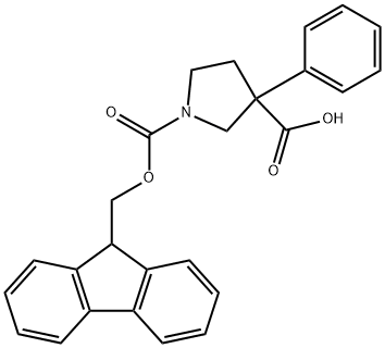 1,3-Pyrrolidinedicarboxylic acid, 3-phenyl-, 1-(9H-fluoren-9-ylmethyl) ester Struktur