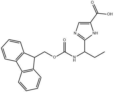 2-[1-({[(9H-fluoren-9-yl)methoxy]carbonyl}amino)propyl]-1H-imidazole-4-carboxylic acid Struktur