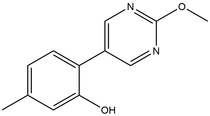 2-(2-Methoxy-5-pyrimidinyl)-5-methylphenol 结构式