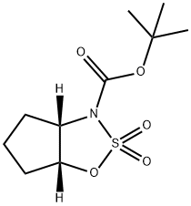 Cyclopenta[d]-1,2,3-oxathiazole-3(3aH)-carboxylic acid, tetrahydro-, 1,1-dimethylethyl ester, 2,2-dioxide, (3aS,6aR)- Struktur