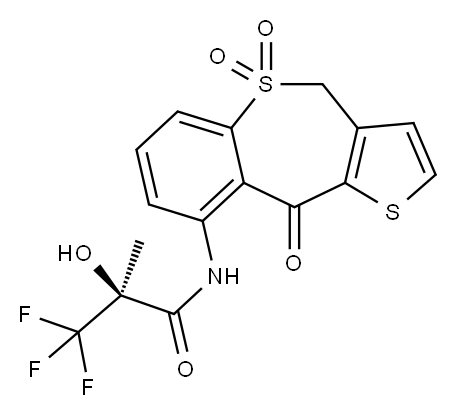 Propanamide, N-(4,10-dihydro-5,5-dioxido-10-oxothieno[3,2-c][1]benzothiepin-9-yl)-3,3,3-trifluoro-2-hydroxy-2-methyl-, (2S)- Structure