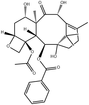 7,11-Methano-5H-cyclodeca[3,4]benz[1,2-b]oxet-5-one, 12b-(acetyloxy)-12-(benzoyloxy)-1,2a,3,4,4a,6,9,10,11,12,12a,12b-dodecahydro-4,6,11-trihydroxy-4a,8,13,13-tetramethyl-, (2aR,4S,4aS,6R,11S,12S,12aR,12bS)- Struktur