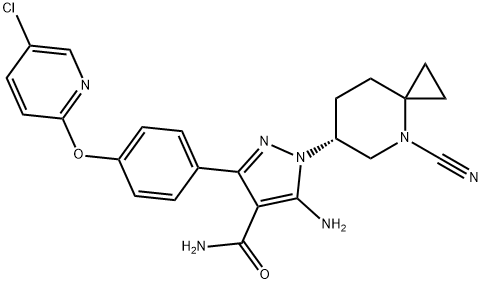 1H-Pyrazole-4-carboxamide, 5-amino-3-[4-[(5-chloro-2-pyridinyl)oxy]phenyl]-1-[(6R)-4-cyano-4-azaspiro[2.5]oct-6-yl]-|化合物 CIVOREBRUTINIB