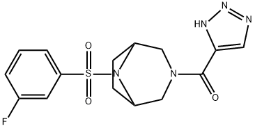 Methanone, [8-[(3-fluorophenyl)sulfonyl]-3,8-diazabicyclo[3.2.1]oct-3-yl]-1H-1,2,3-triazol-5-yl- Structure