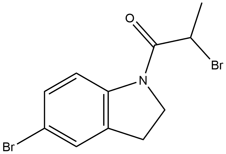 2-Bromo-1-(5-bromo-2,3-dihydro-1H-indol-1-yl)-1-propanone 结构式