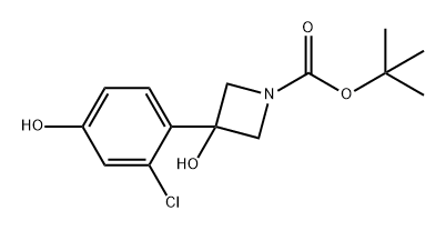 1-Azetidinecarboxylic acid, 3-(2-chloro-4-hydroxyphenyl)-3-hydroxy-, 1,1-dimethylethyl ester Structure