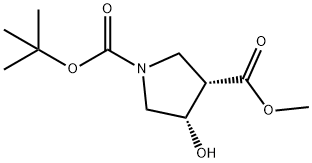 1,3-Pyrrolidinedicarboxylic acid, 4-hydroxy-, 1-(1,1-dimethylethyl) 3-methyl ester, (3S,4S)- 结构式