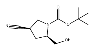 1-Pyrrolidinecarboxylic acid, 4-cyano-2-(hydroxymethyl)-, 1,1-dimethylethyl ester, (2R,4R)- Structure