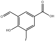 Benzoic acid, 3-fluoro-5-formyl-4-hydroxy- Structure
