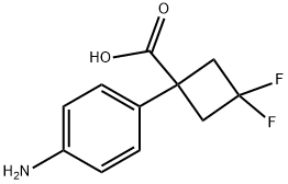 Cyclobutanecarboxylic acid, 1-(4-aminophenyl)-3,3-difluoro- Structure