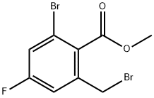 Benzoic acid, 2-bromo-6-(bromomethyl)-4-fluoro-, methyl ester Struktur