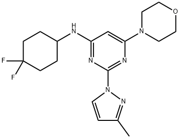 4-Pyrimidinamine, N-(4,4-difluorocyclohexyl)-2-(3-methyl-1H-pyrazol-1-yl)-6-(4-morpholinyl)- Structure