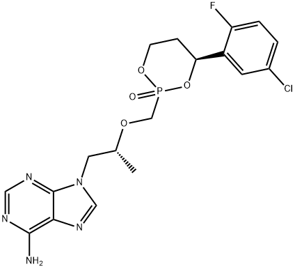 (4S)-2-((((R)-1-(6-amino-9H-purin-9-yl)propan-2-yl)oxy)methyl)-4-(5-chloro-2-fluorophenyl)-1,3,2-dioxaphosphinane 2-oxide Structure