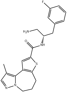 5H-Pyrazolo[1,5-a]thieno[3,2-c]azepine-9-carboxamide, N-[(1S)-2-amino-1-[(3-fluorophenyl)methyl]ethyl]-6,7-dihydro-1-methyl-, 2170267-16-8, 结构式