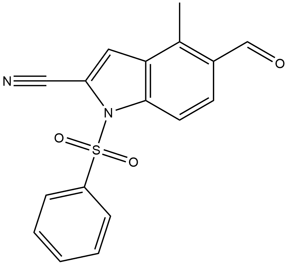 5-Formyl-4-methyl-1-(phenylsulfonyl)-1H-indole-2-carbonitrile Structure
