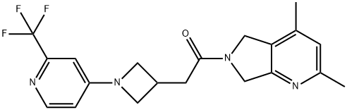 1-{2,4-dimethyl-5H,6H,7H-pyrrolo[3,4-b]pyridin-6-y l}-2-{1-[2-(trifluoromethyl)pyridin-4-yl]azetidin-3-yl }ethan-1-one Structure