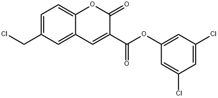 6-氯甲基香豆素-3-羧酸3,5-氯苯酯 结构式