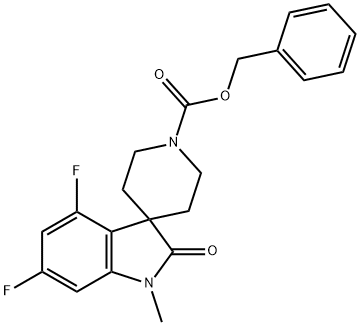 benzyl 4,6-difluoro-1-methyl-2-oxospiro[indoline-3,4'-piperidine]-1'-carboxylate 结构式