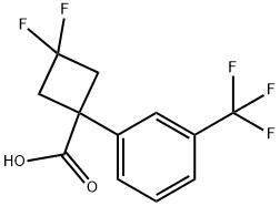 Cyclobutanecarboxylic acid, 3,3-difluoro-1-[3-(trifluoromethyl)phenyl]- Structure