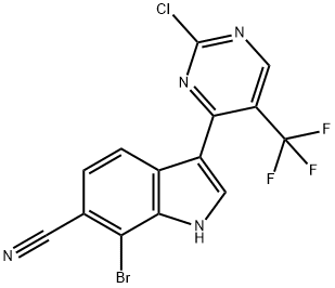 7-溴-3-(2-氯-5-三氟甲基)嘧啶-4-基)-1H-吲哚-6-甲腈, 2173193-93-4, 结构式