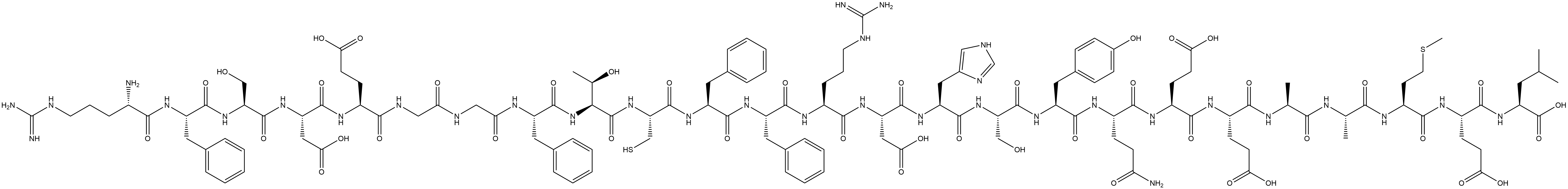 L-Leucine, L-arginyl-L-phenylalanyl-L-seryl-L-α-aspartyl-L-α-glutamylglycylglycyl-L-phenylalanyl-L-threonyl-L-cysteinyl-L-phenylalanyl-L-phenylalanyl-L-arginyl-L-α-aspartyl-L-histidyl-L-seryl-L-tyrosyl-L-glutaminyl-L-α-glutamyl-L-α-glutamyl-L-alanyl-L-alanyl-L-methionyl-L-α-glutamyl- Structure