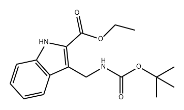 1H-Indole-2-carboxylic acid, 3-[[[(1,1-dimethylethoxy)carbonyl]amino]methyl]-, ethyl ester Struktur