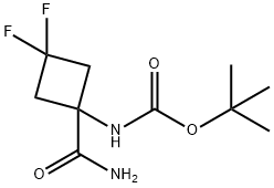 1,1-Dimethylethyl N-[1-(aminocarbonyl)-3,3-difluorocyclobutyl]carbamate Structure