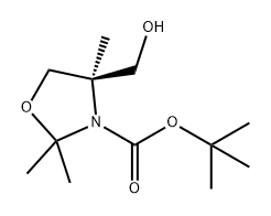 3-Oxazolidinecarboxylic acid, 4-(hydroxymethyl)-2,2,4-trimethyl-, 1,1-dimethylethyl ester, (4R)- Struktur