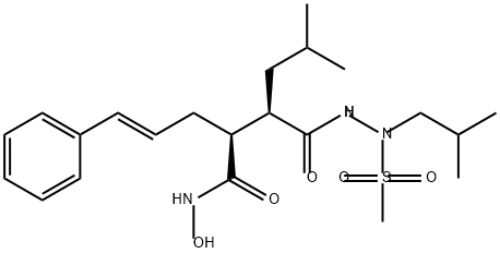 5-Hexenoic acid, 3-[(hydroxyamino)carbonyl]-2-(2-methylpropyl)-6-phenyl-, 2-(2-methylpropyl)-2-(methylsulfonyl)hydrazide, (2R,3S,5E)- Structure