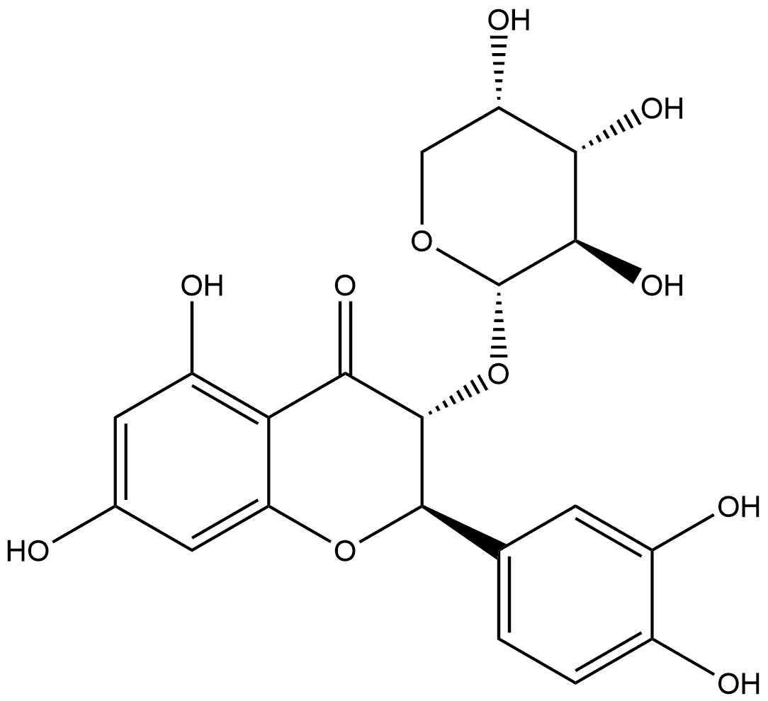4H-1-Benzopyran-4-one, 3-(α-L-arabinopyranosyloxy)-2-(3,4-dihydroxyphenyl)-2,3-dihydro-5,7-dihydroxy-, (2R,3R)- Structure