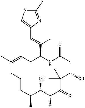 Azacyclohexadec-13-ene-2,6-dione, 4,8-dihydroxy-5,5,7,9,13-pentamethyl-16-[(1E)-1-methyl-2-(2-methyl-4-thiazolyl)ethenyl]-, (4S,7R,8S,9S,13Z,16S)- 化学構造式