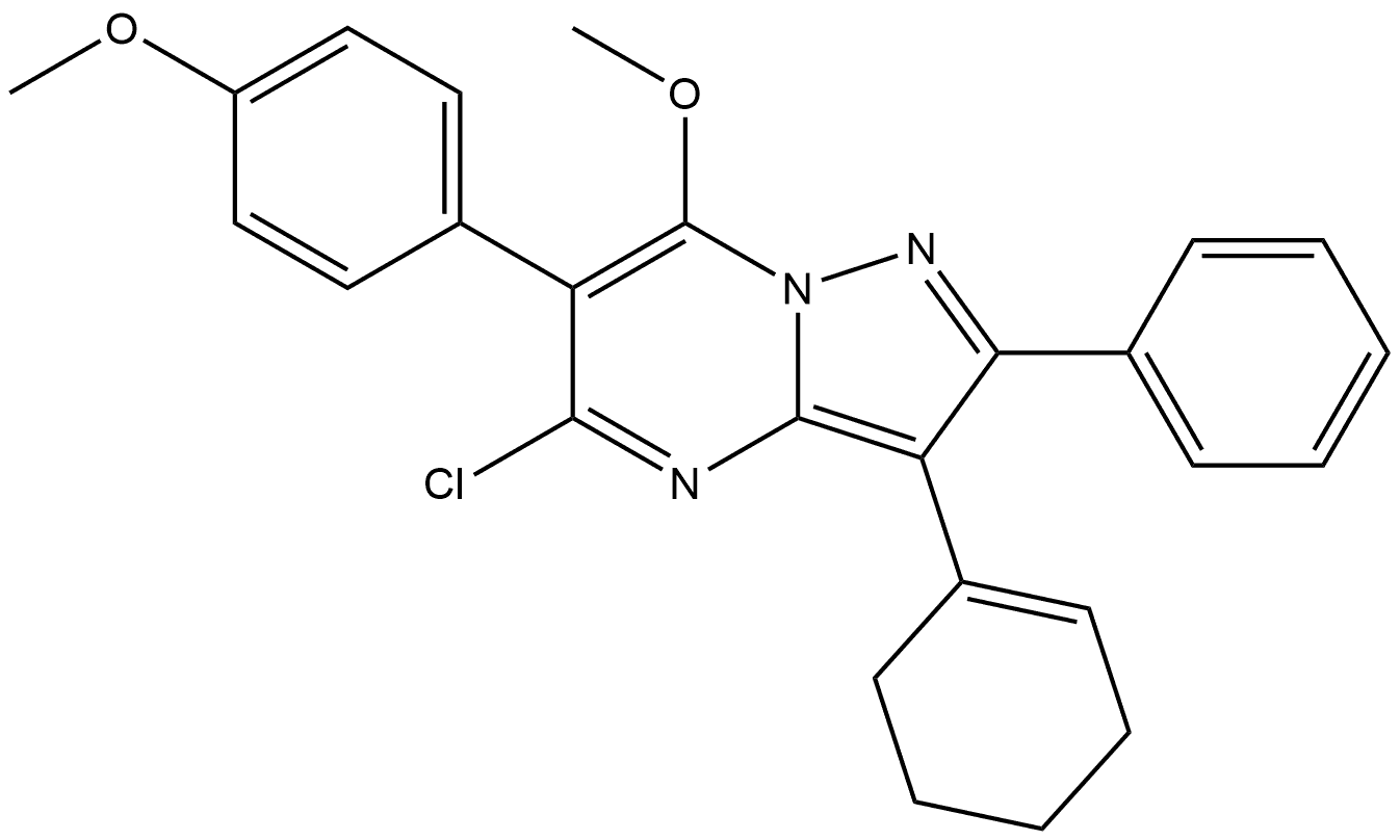 5-氯-3-(1-环己烯-1-基)-7-甲氧基-6-(4-甲氧基苯基)-2-苯基吡唑[1,5-A]嘧啶, 2201056-62-2, 结构式