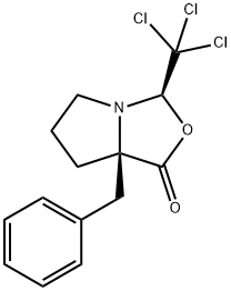 1H,3H-Pyrrolo[1,2-c]oxazol-1-one, tetrahydro-7a-(phenylmethyl)-3-(trichloromethyl)-, (3R,7aR)- Structure