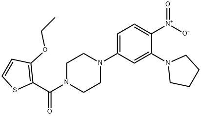Methanone, (3-ethoxy-2-thienyl)[4-[4-nitro-3-(1-pyrrolidinyl)phenyl]-1-piperazinyl]- Struktur